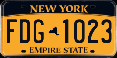 NY license plate FDG1023