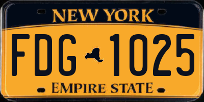 NY license plate FDG1025