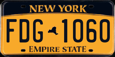 NY license plate FDG1060