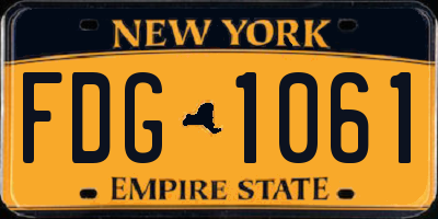 NY license plate FDG1061