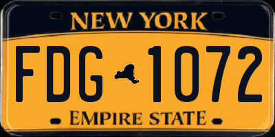 NY license plate FDG1072