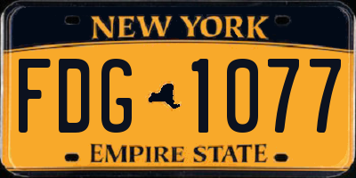 NY license plate FDG1077