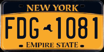 NY license plate FDG1081