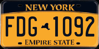 NY license plate FDG1092