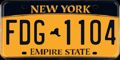 NY license plate FDG1104