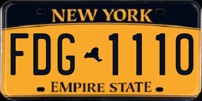 NY license plate FDG1110