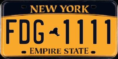 NY license plate FDG1111