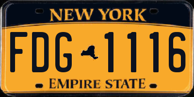 NY license plate FDG1116