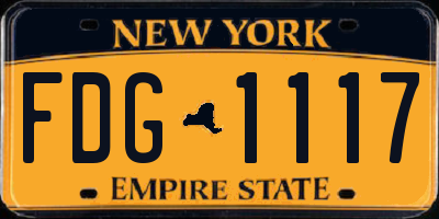 NY license plate FDG1117