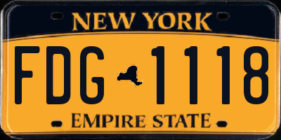 NY license plate FDG1118