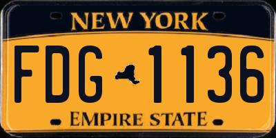 NY license plate FDG1136