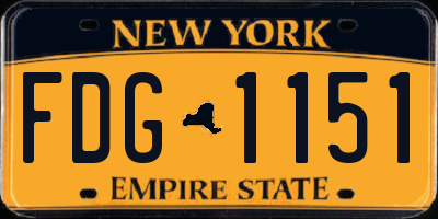 NY license plate FDG1151
