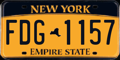 NY license plate FDG1157