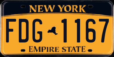 NY license plate FDG1167