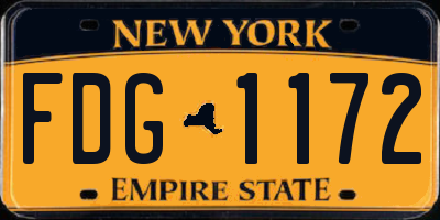NY license plate FDG1172