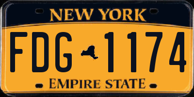 NY license plate FDG1174