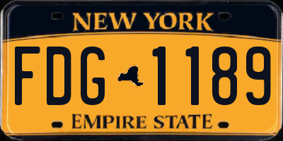 NY license plate FDG1189