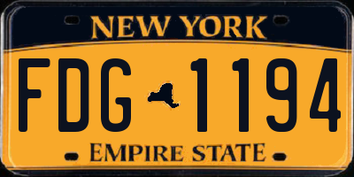 NY license plate FDG1194