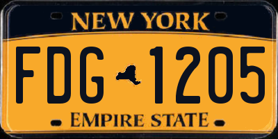 NY license plate FDG1205