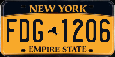 NY license plate FDG1206