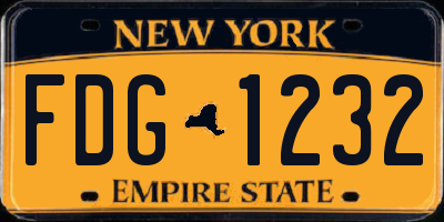 NY license plate FDG1232