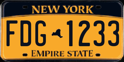 NY license plate FDG1233