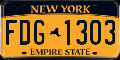 NY license plate FDG1303