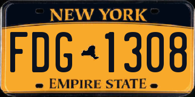 NY license plate FDG1308