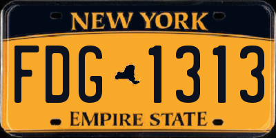 NY license plate FDG1313