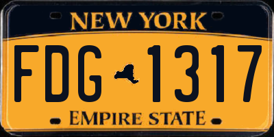 NY license plate FDG1317