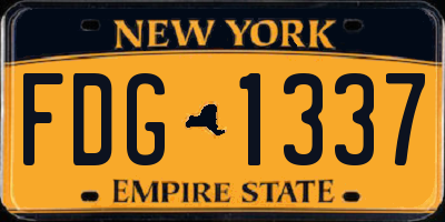 NY license plate FDG1337