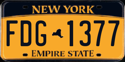 NY license plate FDG1377