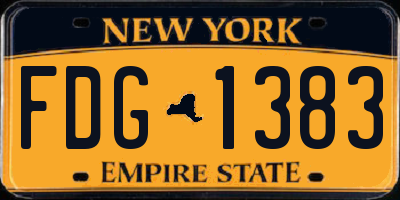 NY license plate FDG1383