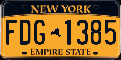 NY license plate FDG1385