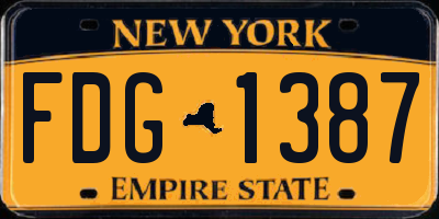 NY license plate FDG1387