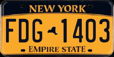 NY license plate FDG1403