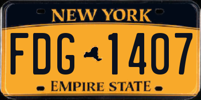 NY license plate FDG1407