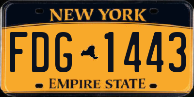 NY license plate FDG1443