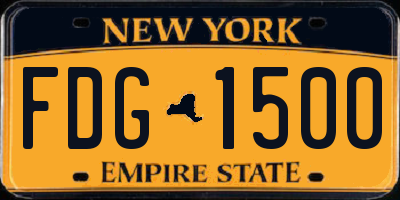 NY license plate FDG1500