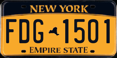 NY license plate FDG1501