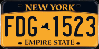 NY license plate FDG1523