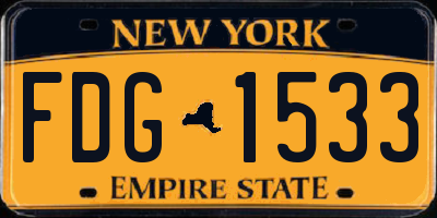 NY license plate FDG1533