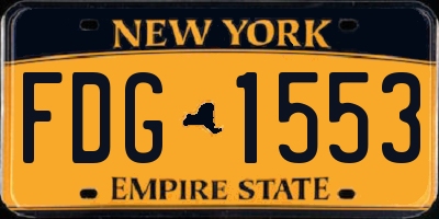 NY license plate FDG1553