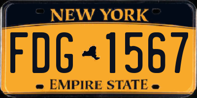 NY license plate FDG1567