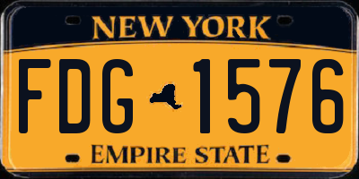 NY license plate FDG1576