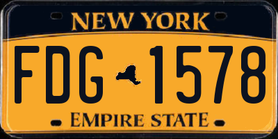 NY license plate FDG1578