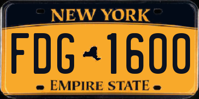 NY license plate FDG1600