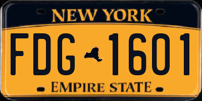 NY license plate FDG1601