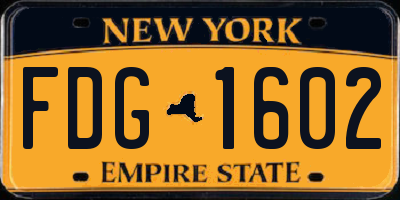 NY license plate FDG1602