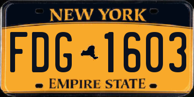 NY license plate FDG1603